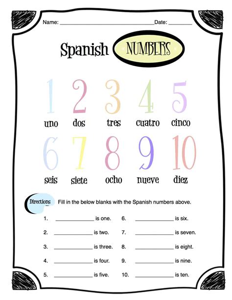 Spanish Numbers Worksheet 1 100 Spanish Numbers to 100 Worksheet