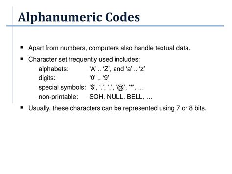 numeric and alphanumeric code