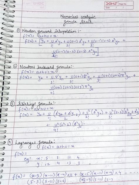 Numerical Analysis Formula Pdf