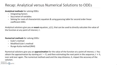 numerical vs analytical vs empirical