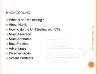 Nunit Testing C# Best Practices
