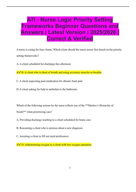 nurse logic priority setting frameworks beginner