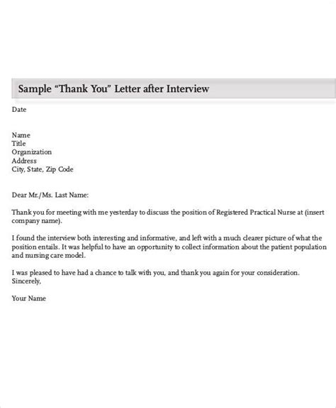 FREE 8+ Sample Nursing Interview ThankYou Letter Templates in PDF MS