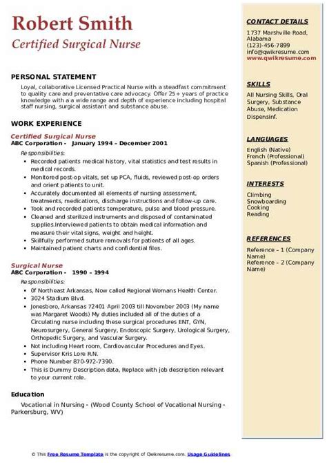 Medical Surgical/Oncology RN Resume Example Loma Linda