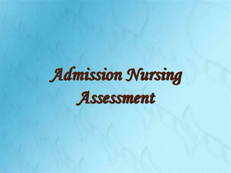 nursing admission assessment and examination