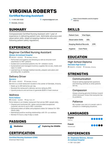 nursing assistant sample resume objective