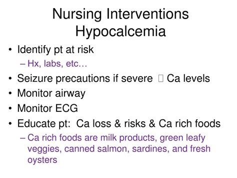 Nursing Interventions for Hypocalcemia
