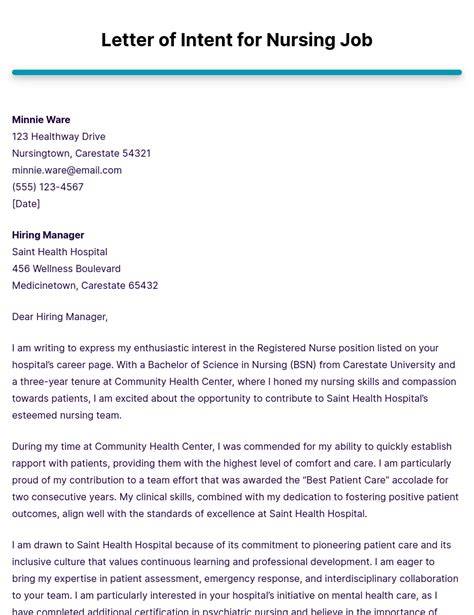 Best Nursing Job Letter of Intent Examples (Free Template)