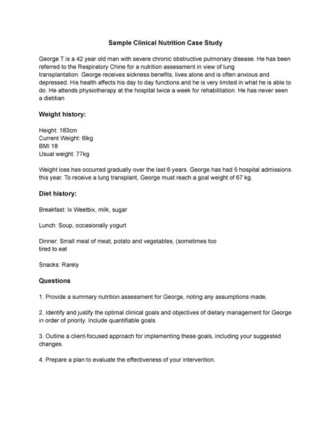 nutrition case study examples