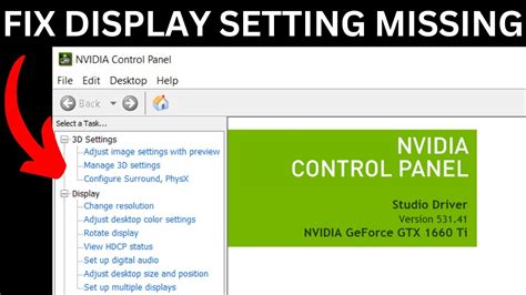 Nvidia Control Panel Display Settings Missing
