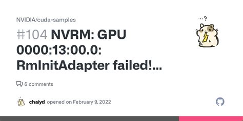 nvrm gpu rminitadapter failed