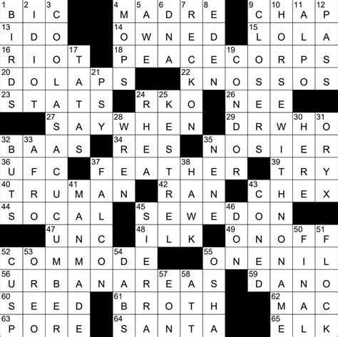 Example of a New York Times Crossword Solution