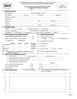 nyc dep site connection form