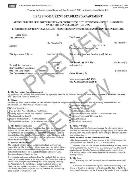 nyc rent stabilized lease form pdf
