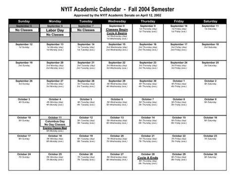 Nyit Calendar Fall 2024