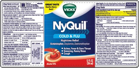 nyquil cold and flu active ingredients