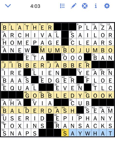 nyt solutions times crossword