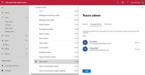 o365 admin center roles