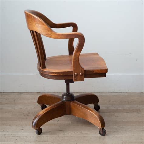 oak desk chair on wheels