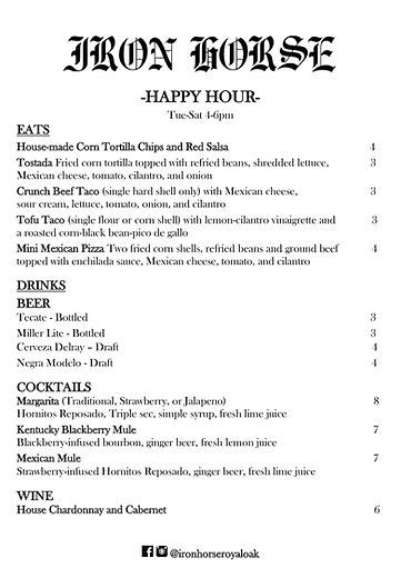 oak happy hour menu