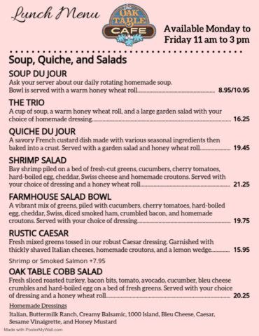 Oak Table Cafe Sequim Wa Hours