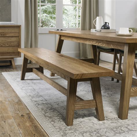 Oak Wood Bench Dining Table