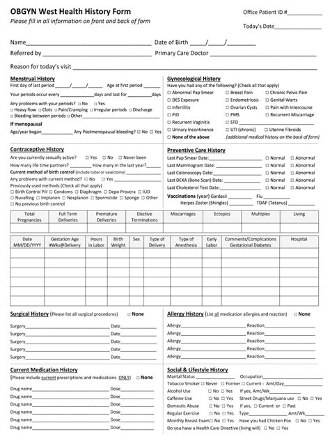 ob gyn documentation template