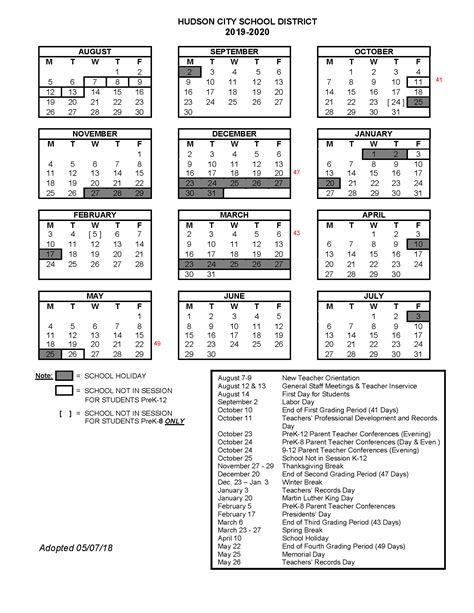 Oberlin School Calendar