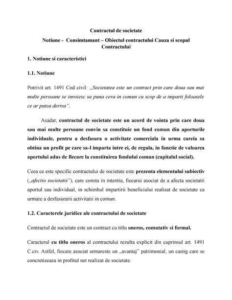 Obiectul Contractului