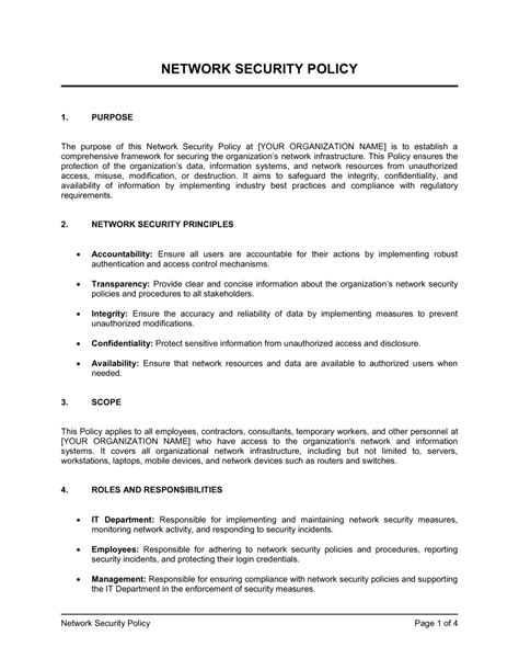 object lesson of an Outline for Network Security Policy