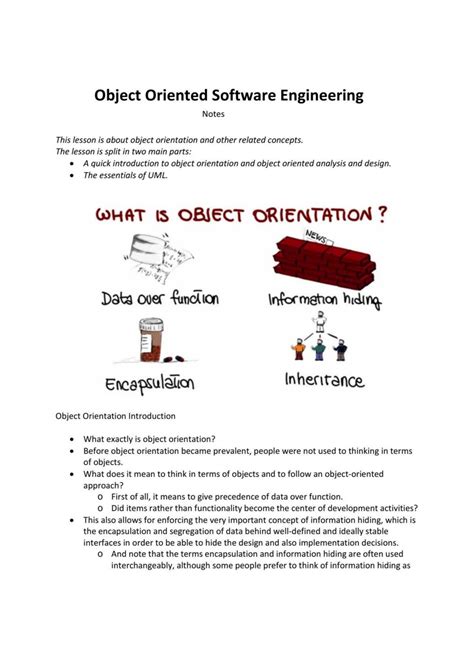 Cool Object Oriented Software Engineering Notes Latest