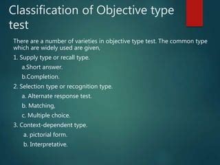 objective based objective type test