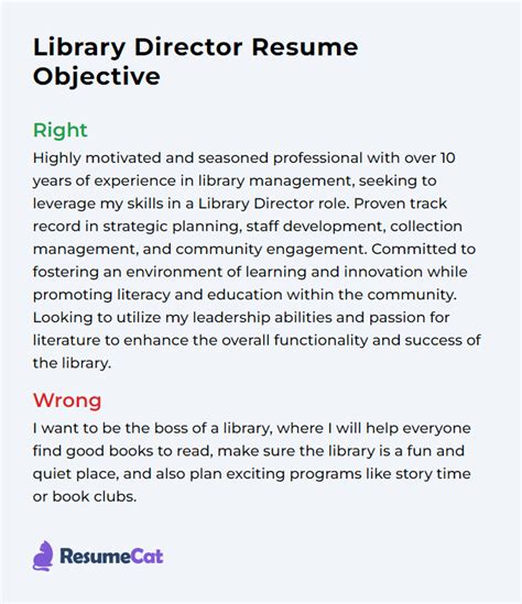 Objective Examples For Library Job