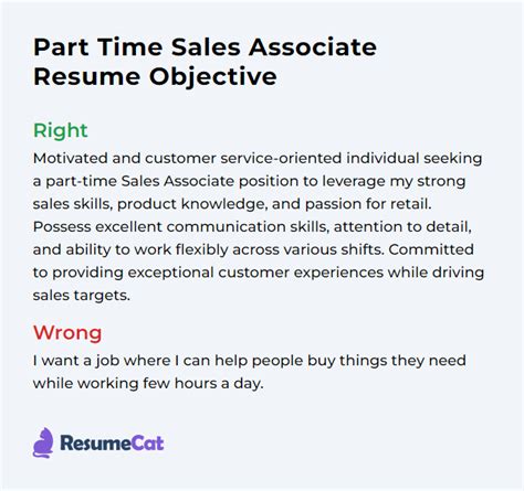 objective for part time job