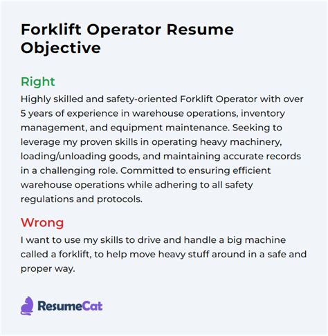 objective for resume forklift operator