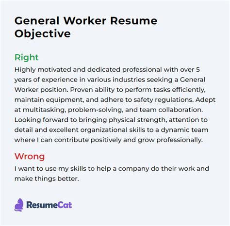 objective for work resume examples