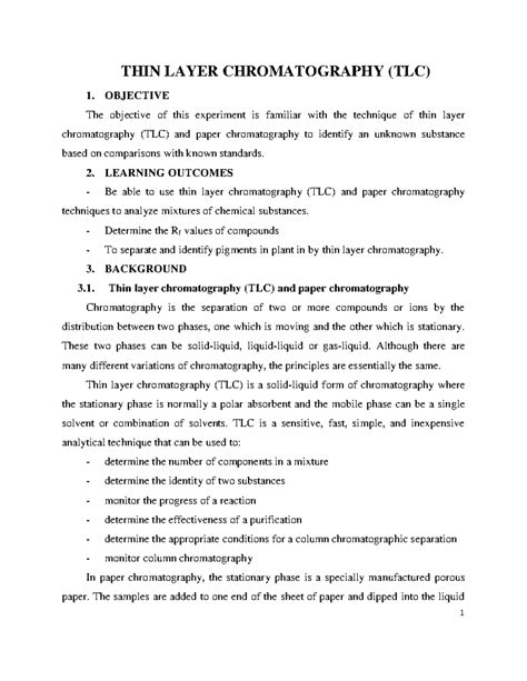 Objective Of A Chromatography