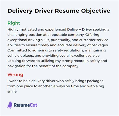 objective of a delivery driver