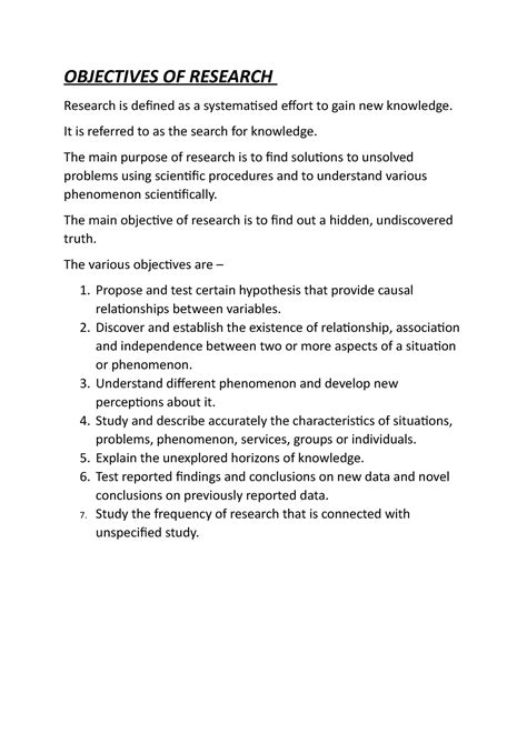objective of the study in research pdf