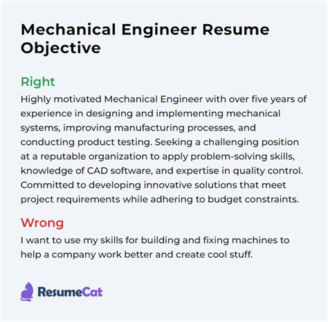 objective statement for mechanical engineering resume