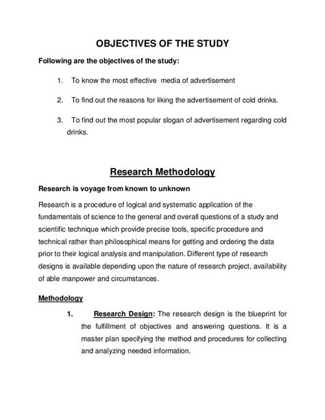 objectives of the study in research example format