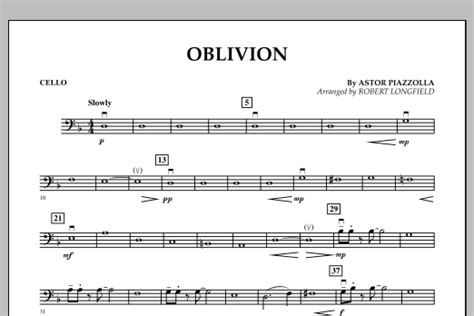 oblivion cello sheet music