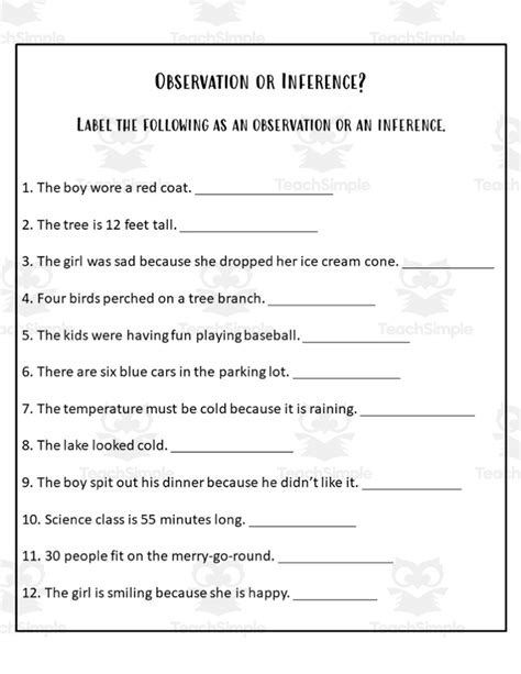 Observation And Inference For Kids Worksheet