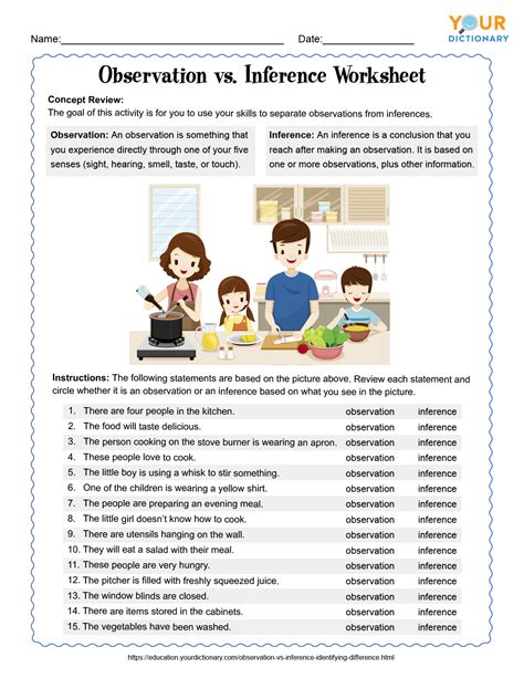 observation vs inference worksheet with answers