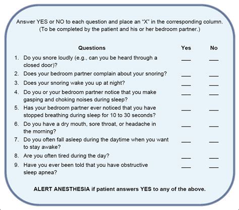 obstructive sleep apnea questionnaire