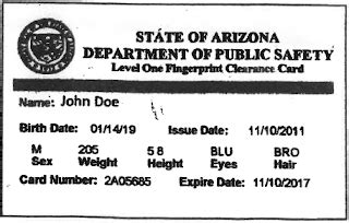 obtain fingerprint clearance card az
