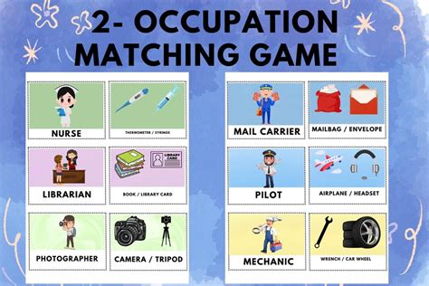Occupation Matching Game Printable