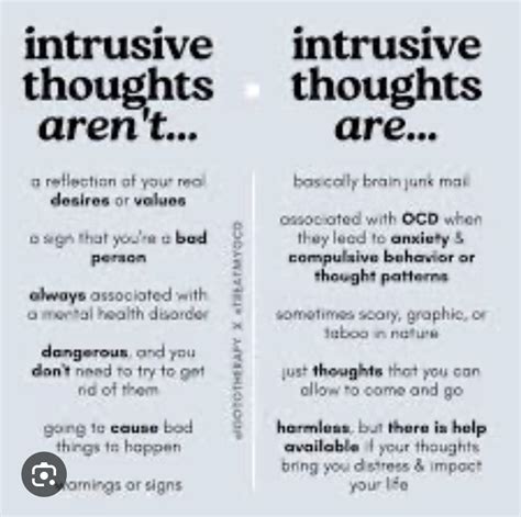 ocd intrusive thoughts list