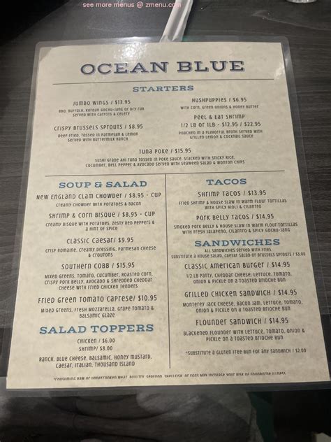 ocean blue restaurant near me menu