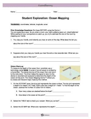 Ocean Mapping Gizmo Answer Key Pdf